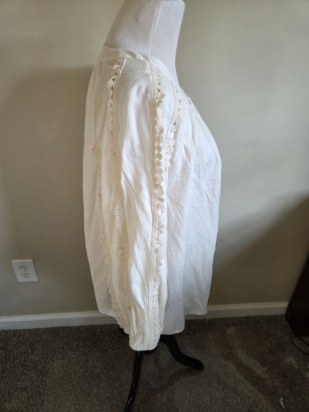 J. Jill Cream Button-Front Peasant Blouse - Picture 10 of 13